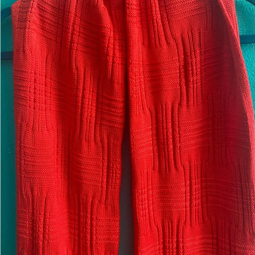 Kate Spade New York Bright Red 100% Wool Scarf Black Bow Accents - Picture 6 of 7